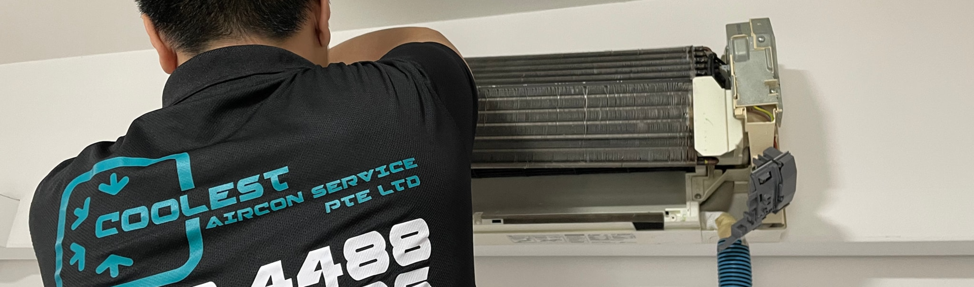 Doing aircon service